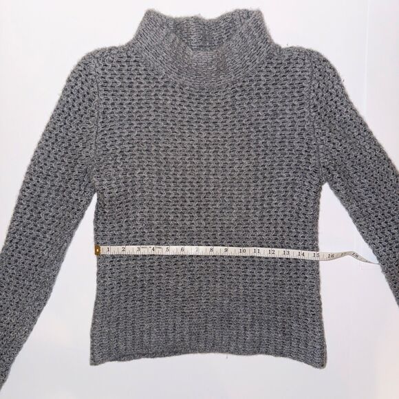 Halogen Nordstrom 100% Cashmere Mock Neck Chunky Open Knit Sweater Taupe Grey S - Picture 7 of 11